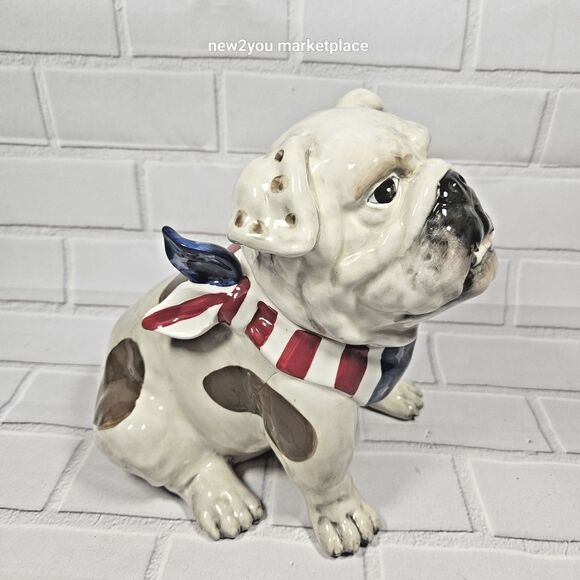 Blue Sky Bulldog Cookie Jar STARS AND STRIPES FOREVER Ceramic or a Dog treat jar - Picture 1 of 10